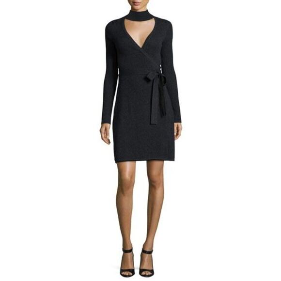 Diane Von Furstenberg REVOLVE Janeva Wrap Dress Women Large Knit Wool Cashmere - Picture 1 of 9